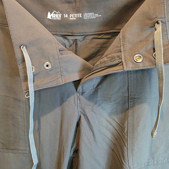 REI Screeline Tech Pants Hiking Womens Sz 14 P Green Brown Stretch Jogger $85 - Picture 7 of 16